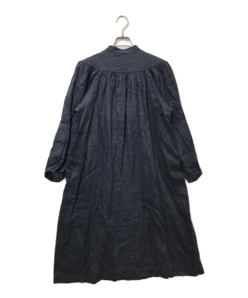 fog linen work（フォグリネンワーク）fog linen work (フォグリネンワーク) リネン長袖ワンピース ネイビー サイズ:Freeの古着・服飾アイテム