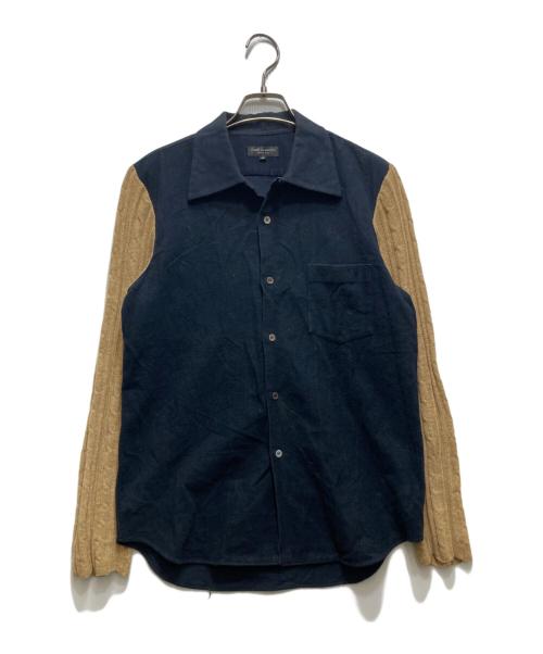 COMME des GARCONS HOMME PLUS（コムデギャルソンオムプリュス）COMME des GARCONS HOMME PLUS (コムデギャルソンオムプリュス) アームニット切替シャツ ブラック サイズ:Mの古着・服飾アイテム