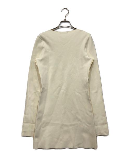 CELINE（セリーヌ）CELINE (セリーヌ) ｖネックレーヨンワンピース ホワイト サイズ:Mの古着・服飾アイテム