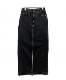 JOHN LAWRENCE SULLIVAN（ジョン ローレンス サリバン）の古着「WASHED DENIM ZIPPED LONG SKIRT」｜ブラック