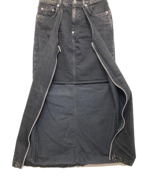 JOHN LAWRENCE SULLIVAN（ジョン ローレンス サリバン）JOHN LAWRENCE SULLIVAN (ジョン ローレンス サリバン) WASHED DENIM ZIPPED LONG SKIRT ブラック サイズ:Sの古着・服飾アイテム