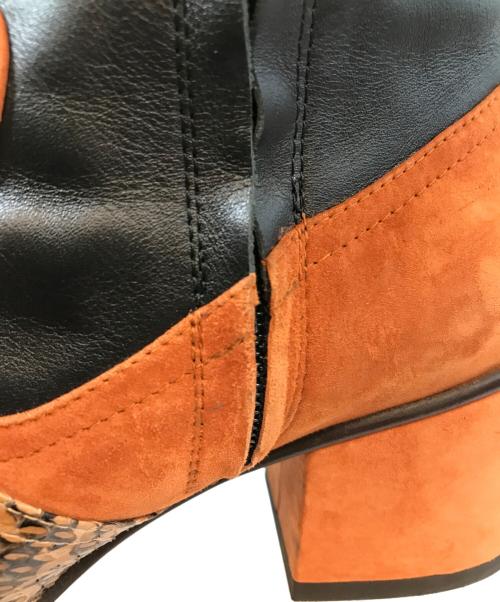 COACH（コーチ）COACH (コーチ) パイソン切替ブーツ ブラウン×ブラック サイズ:24.5の古着・服飾アイテム