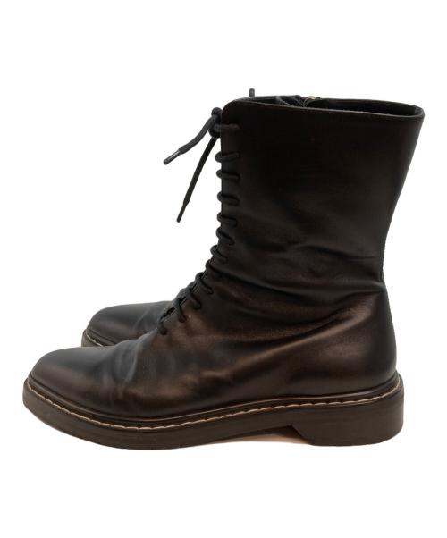 THE ROW（ザ ロウ）THE ROW (ザ ロウ) Black Fara Lace-Up Leather Combat Boots ブラック サイズ:38の古着・服飾アイテム