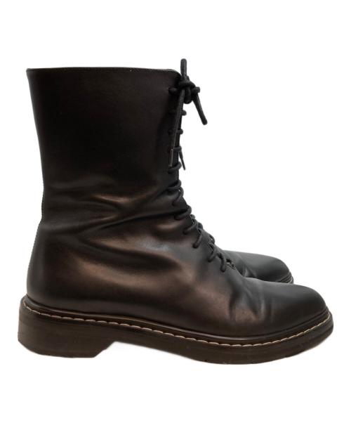 THE ROW（ザ ロウ）THE ROW (ザ ロウ) Black Fara Lace-Up Leather Combat Boots ブラック サイズ:38の古着・服飾アイテム