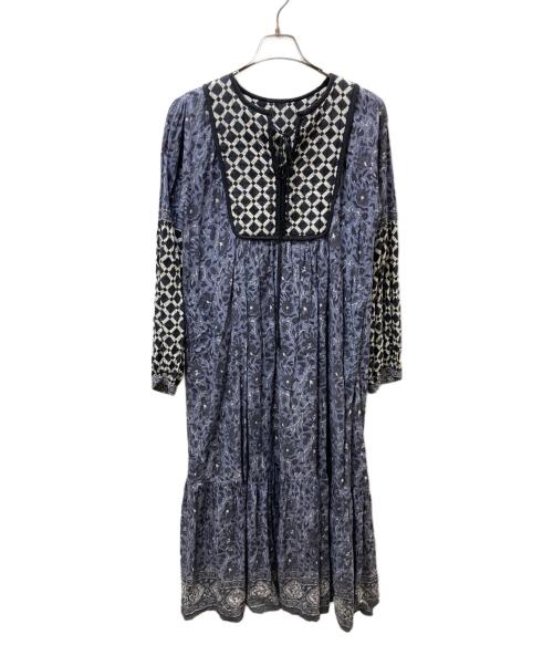 freada（フリーダ）freada (フリーダ) インド胸キルトプリントワンピース ネイビー サイズ:1の古着・服飾アイテム