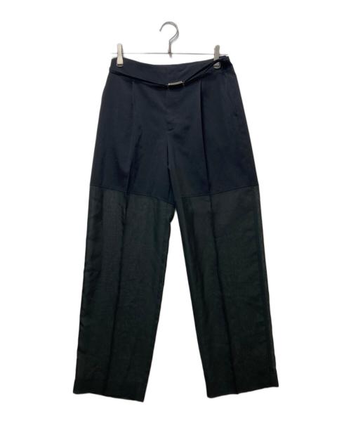 LE CIEL BLEU（ルシェルブルー）LE CIEL BLEU (ルシェルブルー) Sheer Combo Straight Pants ブラック サイズ:36の古着・服飾アイテム