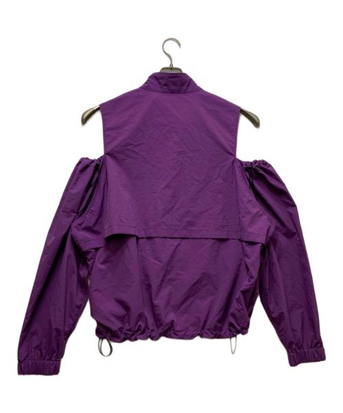 SOFTHYPHEN（ソフトハイフン）SOFTHYPHEN (ソフトハイフン) オフショルダージャケット/OPEN SHOULDER NYLON SWING TOP パープル サイズ:03の古着・服飾アイテム