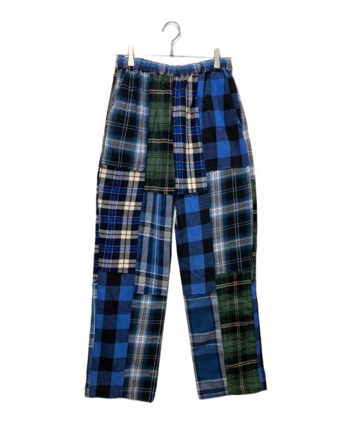 MALION VINTAGE（マリオンヴィンテージ）MALION VINTAGE (マリオンヴィンテージ) パッチワーク チェックパンツ ブルー サイズ:FREEの古着・服飾アイテム