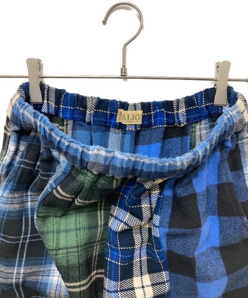MALION VINTAGE（マリオンヴィンテージ）MALION VINTAGE (マリオンヴィンテージ) パッチワーク チェックパンツ ブルー サイズ:FREEの古着・服飾アイテム