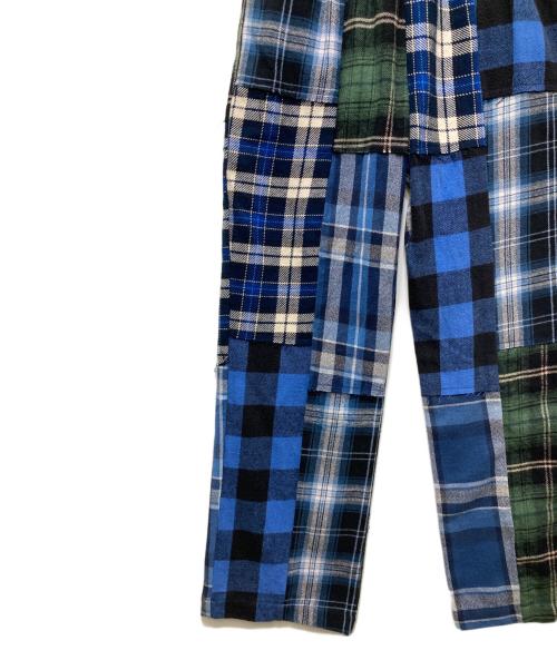 MALION VINTAGE（マリオンヴィンテージ）MALION VINTAGE (マリオンヴィンテージ) パッチワーク チェックパンツ ブルー サイズ:FREEの古着・服飾アイテム