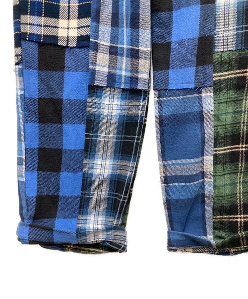 MALION VINTAGE（マリオンヴィンテージ）MALION VINTAGE (マリオンヴィンテージ) パッチワーク チェックパンツ ブルー サイズ:FREEの古着・服飾アイテム