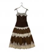 HER LIP TOハーリップトゥ）の古着「Isa Tiered Lace Cami Dress/アイエスエーティアードレースキャミドレス」｜ブラウン