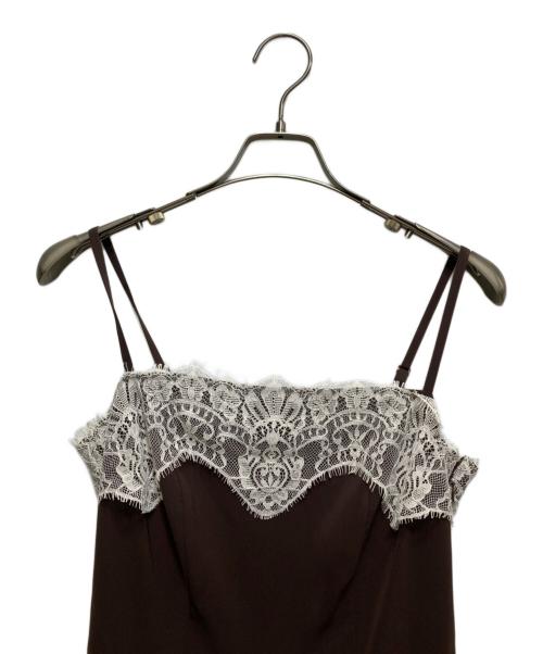 HER LIP TO（ハーリップトゥ）HER LIP TO (ハーリップトゥ) Isa Tiered Lace Cami Dress/アイエスエーティアードレースキャミドレス ブラウン サイズ:Mの古着・服飾アイテム