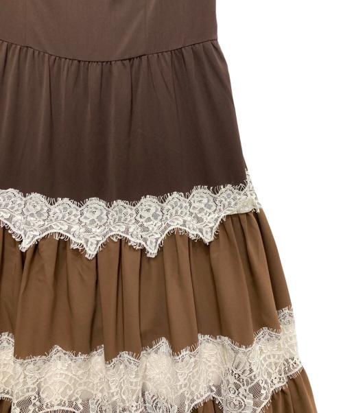 HER LIP TO（ハーリップトゥ）HER LIP TO (ハーリップトゥ) Isa Tiered Lace Cami Dress/アイエスエーティアードレースキャミドレス ブラウン サイズ:Mの古着・服飾アイテム