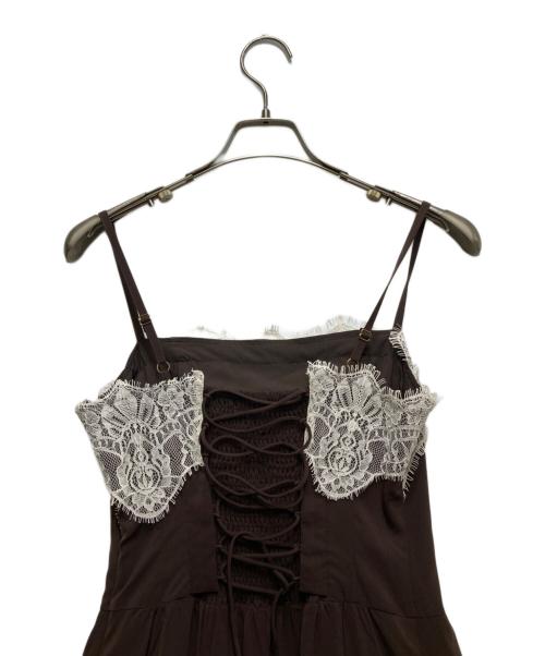 HER LIP TO（ハーリップトゥ）HER LIP TO (ハーリップトゥ) Isa Tiered Lace Cami Dress/アイエスエーティアードレースキャミドレス ブラウン サイズ:Mの古着・服飾アイテム