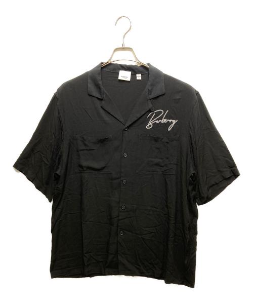 BURBERRY LONDON（バーバリーロンドン）BURBERRY LONDON (バーバリーロンドン) ロゴ刺繍オープンカラーシャツ ブラック サイズ:XLの古着・服飾アイテム