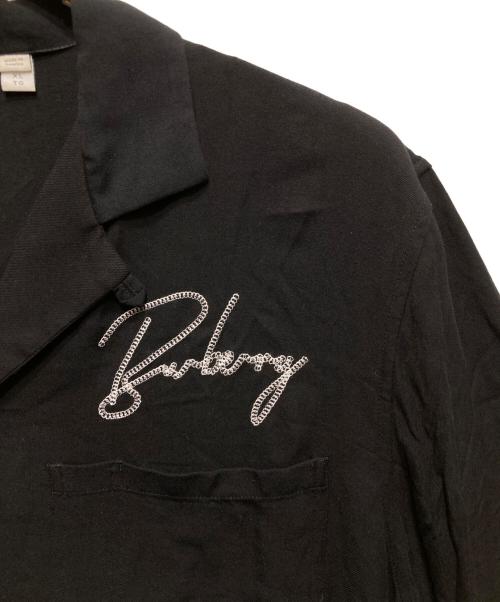 BURBERRY LONDON（バーバリーロンドン）BURBERRY LONDON (バーバリーロンドン) ロゴ刺繍オープンカラーシャツ ブラック サイズ:XLの古着・服飾アイテム