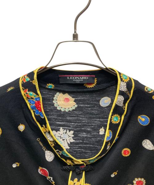LEONARD FASHION（レオナールファッション）LEONARD FASHION (レオナールファッション) 宝石モチーフチャイナカーディガン ブラック サイズ:Mの古着・服飾アイテム