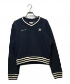 adidas×Sporty & Richアディダス×スポーティーアンドリッチ）の古着「V-Neck Logo Knit Sweater」｜ネイビー