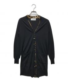 Yves Saint Laurent（イヴサンローラン）の古着「レオパードシルクライン ウールニットカーディガン」｜ブラック