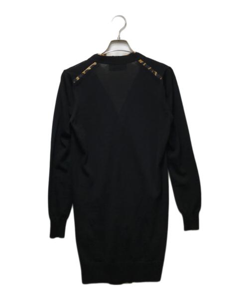 Yves Saint Laurent（イヴサンローラン）Yves Saint Laurent (イヴサンローラン) レオパードシルクライン ウールニットカーディガン ブラック サイズ:Sの古着・服飾アイテム