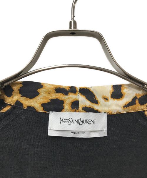 Yves Saint Laurent（イヴサンローラン）Yves Saint Laurent (イヴサンローラン) レオパードシルクライン ウールニットカーディガン ブラック サイズ:Sの古着・服飾アイテム