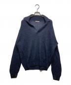 AURALEEオーラリー）の古着「BABY SURI ALPACA SHEER KNIT SKIPPER POLO A25AP02AK」｜ネイビー