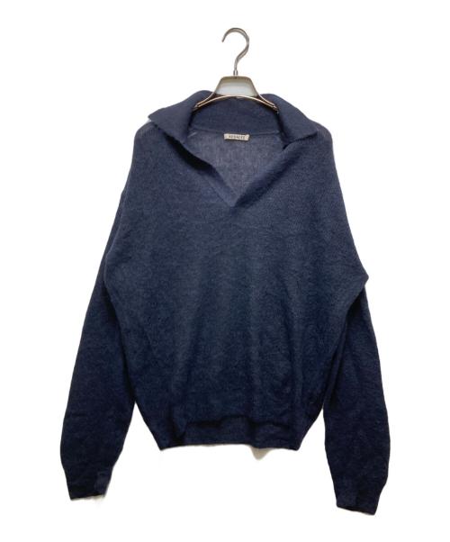 AURALEE（オーラリー）AURALEE (オーラリー) BABY SURI ALPACA SHEER KNIT SKIPPER POLO A25AP02AK ネイビー サイズ:3の古着・服飾アイテム