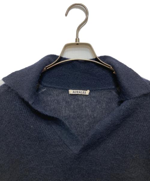 AURALEE（オーラリー）AURALEE (オーラリー) BABY SURI ALPACA SHEER KNIT SKIPPER POLO A25AP02AK ネイビー サイズ:3の古着・服飾アイテム