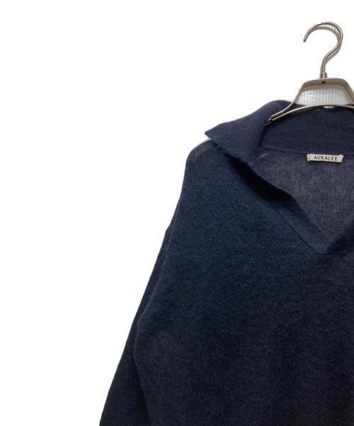 AURALEE（オーラリー）AURALEE (オーラリー) BABY SURI ALPACA SHEER KNIT SKIPPER POLO A25AP02AK ネイビー サイズ:3の古着・服飾アイテム