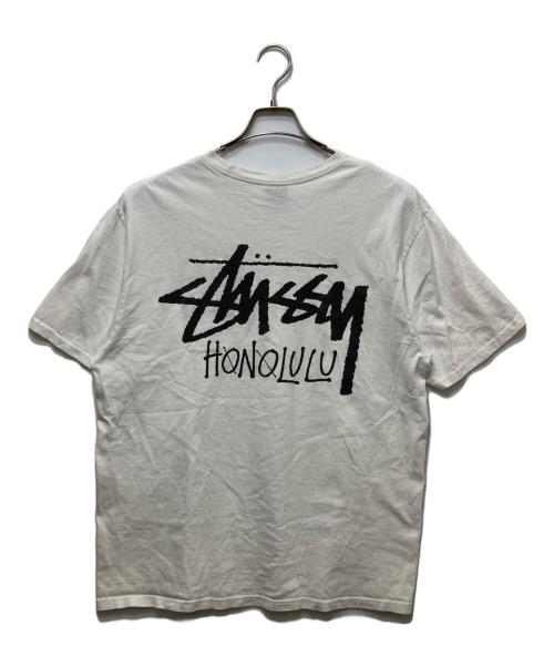 stussy（ステューシー）stussy (ステューシー) ショーンフォントロゴ プリントTシャツ ホワイト サイズ:Ｌの古着・服飾アイテム