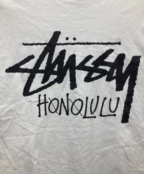 stussy（ステューシー）stussy (ステューシー) ショーンフォントロゴ プリントTシャツ ホワイト サイズ:Ｌの古着・服飾アイテム
