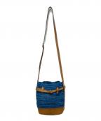 POLO RALPH LAURENポロ・ラルフローレン）の古着「スモール Bellport バケットバッグ/ ラフィア 編込み ショルダーバッグ」｜ブラウン×ネイビー