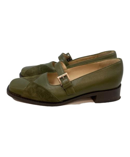 BOTTEGA VENETA（ボッテガベネタ）BOTTEGA VENETA (ボッテガベネタ) ストラップレザーパンプス グリーン サイズ:5の古着・服飾アイテム
