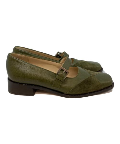BOTTEGA VENETA（ボッテガベネタ）BOTTEGA VENETA (ボッテガベネタ) ストラップレザーパンプス グリーン サイズ:5の古着・服飾アイテム