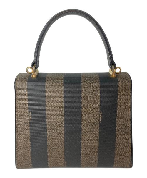 FENDI（フェンディ）FENDI (フェンディ) ペカン柄 ストライプ コーティングキャンバス 2WAYショルダーバッグ　ハンドバッグ　ショルダーバッグ ブラウン×ブラックの古着・服飾アイテム