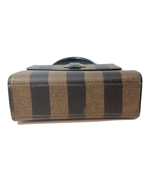 FENDI（フェンディ）FENDI (フェンディ) ペカン柄 ストライプ コーティングキャンバス 2WAYショルダーバッグ　ハンドバッグ　ショルダーバッグ ブラウン×ブラックの古着・服飾アイテム