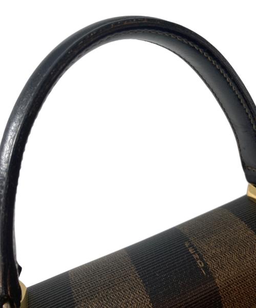 FENDI（フェンディ）FENDI (フェンディ) ペカン柄 ストライプ コーティングキャンバス 2WAYショルダーバッグ　ハンドバッグ　ショルダーバッグ ブラウン×ブラックの古着・服飾アイテム