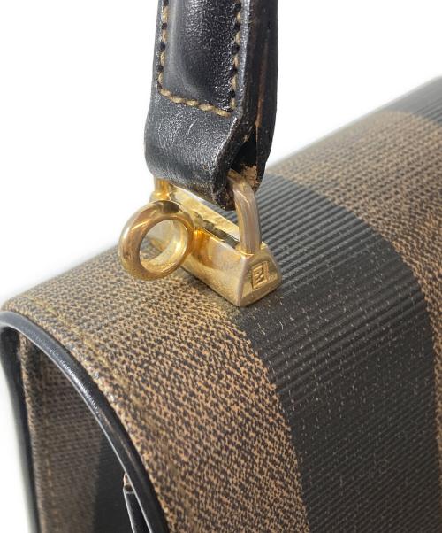 FENDI（フェンディ）FENDI (フェンディ) ペカン柄 ストライプ コーティングキャンバス 2WAYショルダーバッグ　ハンドバッグ　ショルダーバッグ ブラウン×ブラックの古着・服飾アイテム