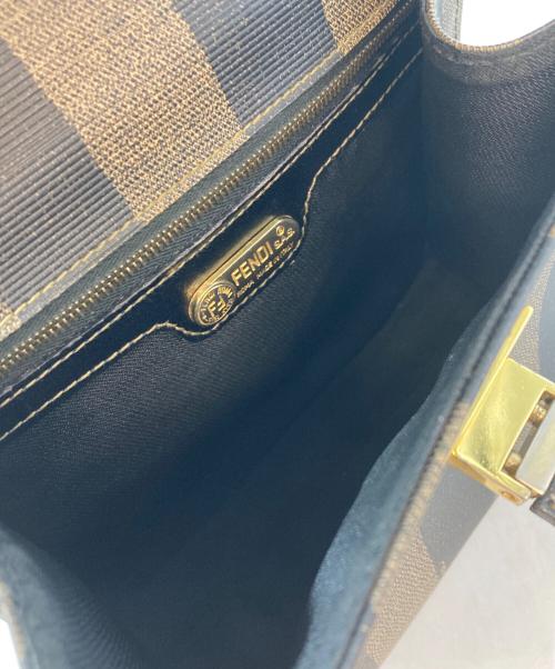 FENDI（フェンディ）FENDI (フェンディ) ペカン柄 ストライプ コーティングキャンバス 2WAYショルダーバッグ　ハンドバッグ　ショルダーバッグ ブラウン×ブラックの古着・服飾アイテム