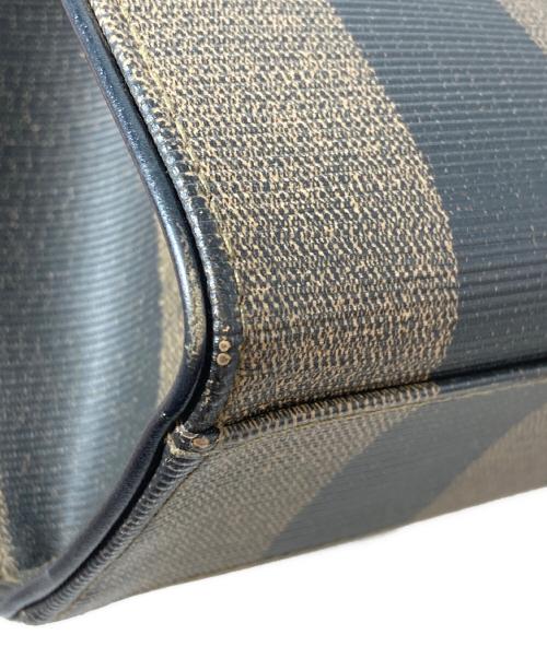 FENDI（フェンディ）FENDI (フェンディ) ペカン柄 ストライプ コーティングキャンバス 2WAYショルダーバッグ　ハンドバッグ　ショルダーバッグ ブラウン×ブラックの古着・服飾アイテム