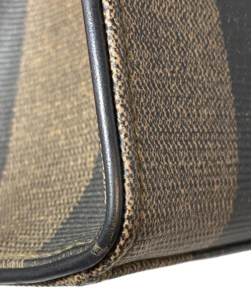 FENDI（フェンディ）FENDI (フェンディ) ペカン柄 ストライプ コーティングキャンバス 2WAYショルダーバッグ　ハンドバッグ　ショルダーバッグ ブラウン×ブラックの古着・服飾アイテム