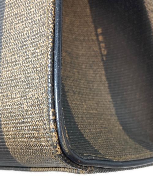 FENDI（フェンディ）FENDI (フェンディ) ペカン柄 ストライプ コーティングキャンバス 2WAYショルダーバッグ　ハンドバッグ　ショルダーバッグ ブラウン×ブラックの古着・服飾アイテム