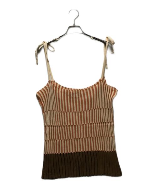 babaco（ババコ）babaco (ババコ) Stripe Ribbed キャミソール ブラウン×オレンジ サイズ:Freeの古着・服飾アイテム