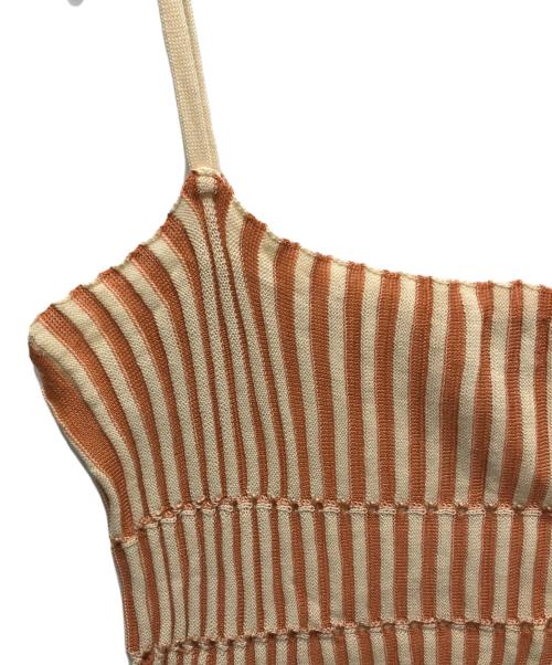 babaco（ババコ）babaco (ババコ) Stripe Ribbed キャミソール ブラウン×オレンジ サイズ:Freeの古着・服飾アイテム