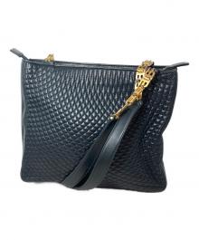 BALLY（バリー）の古着「ラムレザーチェーンショルダーバッグ」｜ネイビー