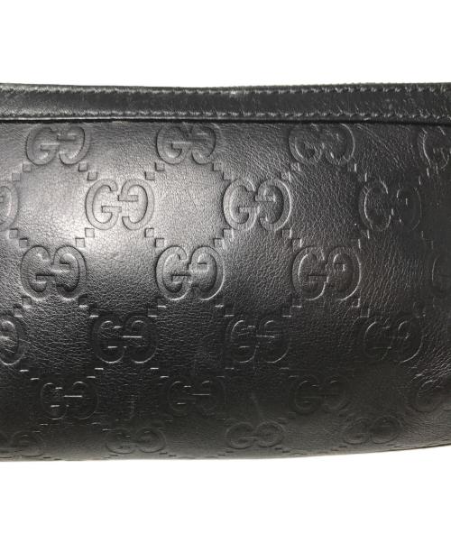 GUCCI（グッチ）GUCCI (グッチ) グッチシマレザー GG型押し バンブーチャーム リストレットポーチ　159913 ブラックの古着・服飾アイテム