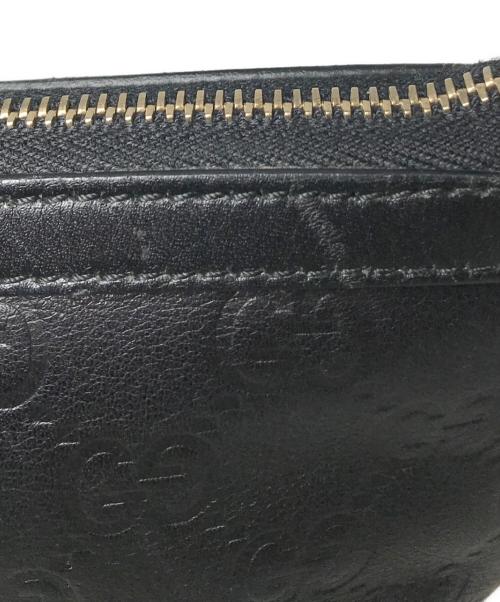 GUCCI（グッチ）GUCCI (グッチ) グッチシマレザー GG型押し バンブーチャーム リストレットポーチ　159913 ブラックの古着・服飾アイテム