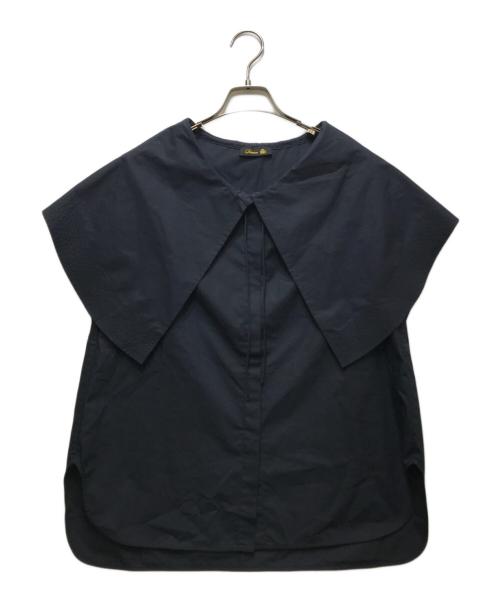DRAWER（ドゥロワー）Drawer (ドゥロワー) セーラーカラー フライフロント シャツ ブラウス ネイビー サイズ:Freeの古着・服飾アイテム