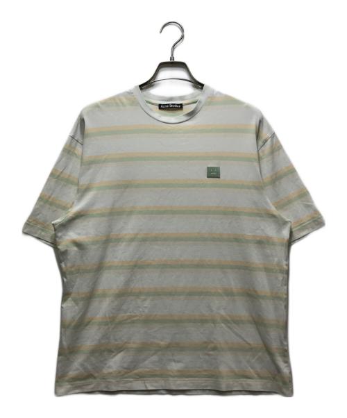 Acne studios（アクネ ストゥディオズ）Acne studios (アクネ ストゥディオズ) フェイスパッチ ボーダーTシャツ グリーン サイズ:XSの古着・服飾アイテム
